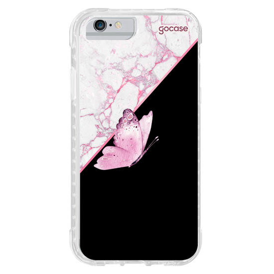 Capinha para celular Borboleta e Mármore (Vertical)