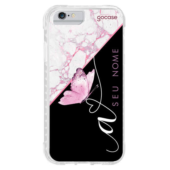 Capinha para celular Borboleta e Mármore (Vertical)
