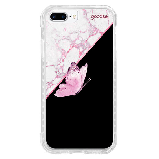 Capinha para celular Borboleta e Mármore (Vertical)