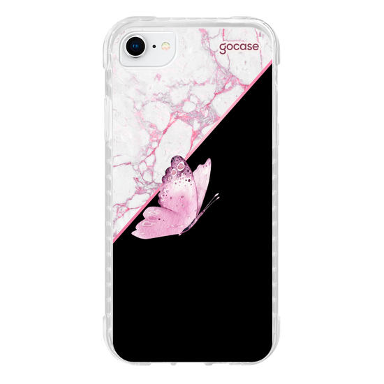 Capinha para celular Borboleta e Mármore (Vertical)