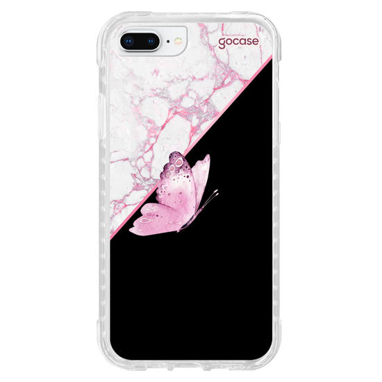 Capinha para celular Borboleta e Mármore (Vertical)