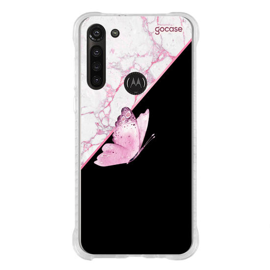 Capinha para celular Borboleta e Mármore (Vertical)
