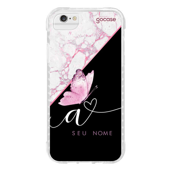 Capinha para celular Borboleta e Mármore (Horizontal)