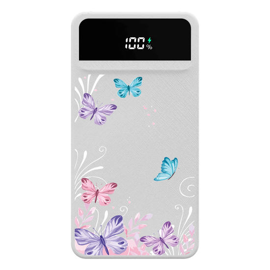 Carregador Portátil Turbo 10000mah - Borboletas com Aquarela Clean