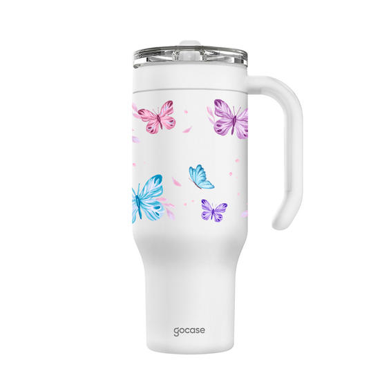 Copo Térmico Life + Ebook -  Borboletas com Aquarela - Pattern Copo Térmico Life + Ebook -  Borboletas com Aquarela - Pattern