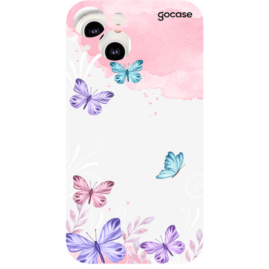 Capinha para celular Borboletas com Aquarela