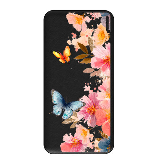 Carregador Portátil Fast Charge -  Borboletas e Flores