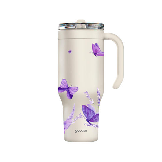 Copo Térmico Life - Borboletas e Lavandas