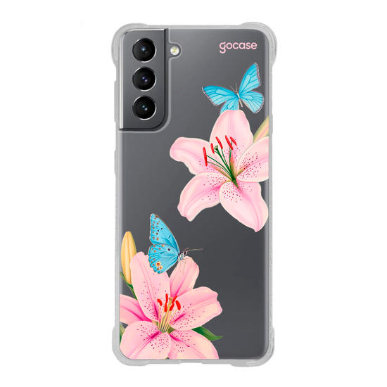 Capinha para celular  Borboletas e Lírios