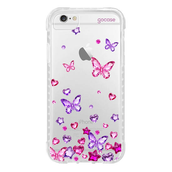 Capinha para celular  Borboletas Flutuantes Efeito Pedraria