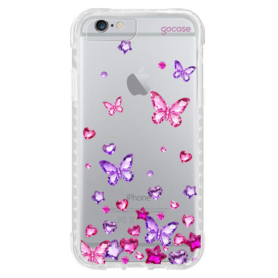 Capinha para celular  Borboletas Flutuantes Efeito Pedraria