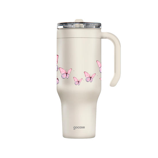 Copo Térmico Life -  Borboletas Rosadas