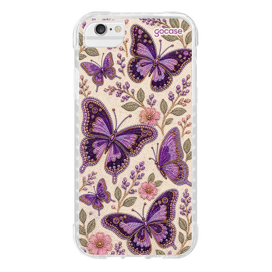 Capinha para celular  Borboletas Roxas Bordadas