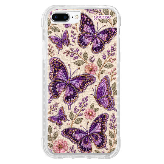 Capinha para celular  Borboletas Roxas Bordadas