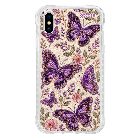 Capinha para celular  Borboletas Roxas Bordadas