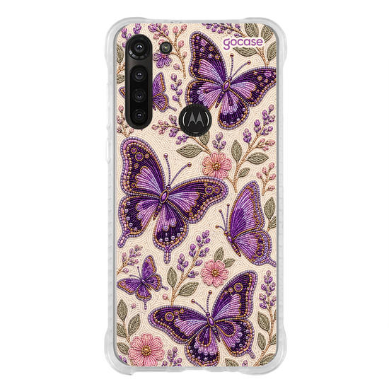 Capinha para celular  Borboletas Roxas Bordadas
