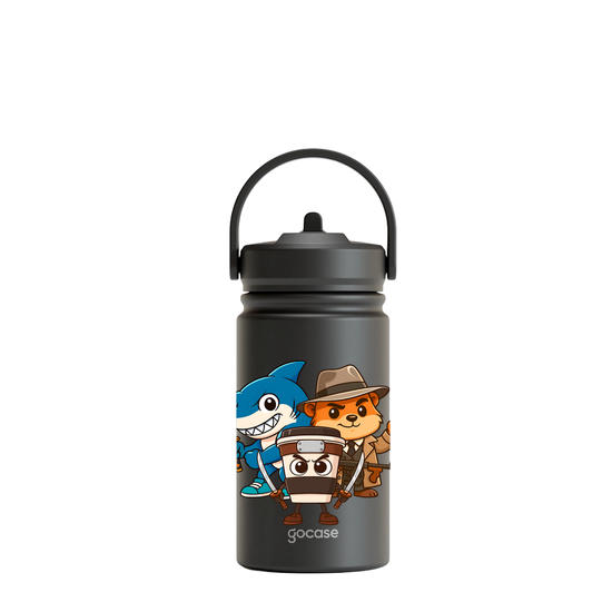 Garrafa Térmica Mini + Ebook - Brainrots - Tralalero, Cappuccino e Bobrito