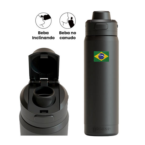 Garrafa Térmica Flip Pro + Ebook - Brasil Patch