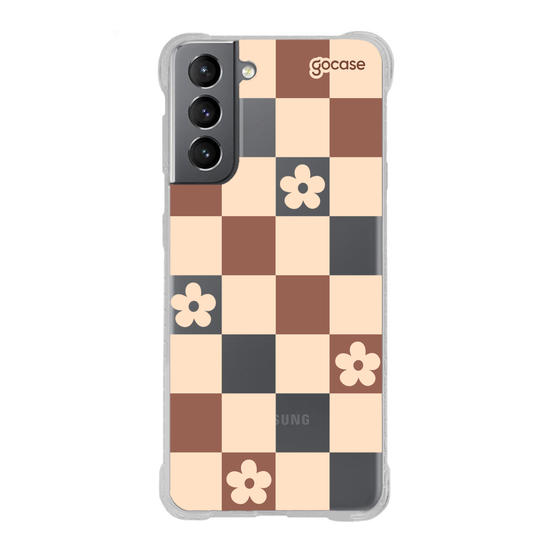 Capinha para celular  Brown Flower Tiles