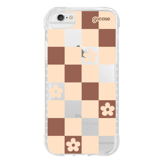 Capinha para celular  Brown Flower Tiles