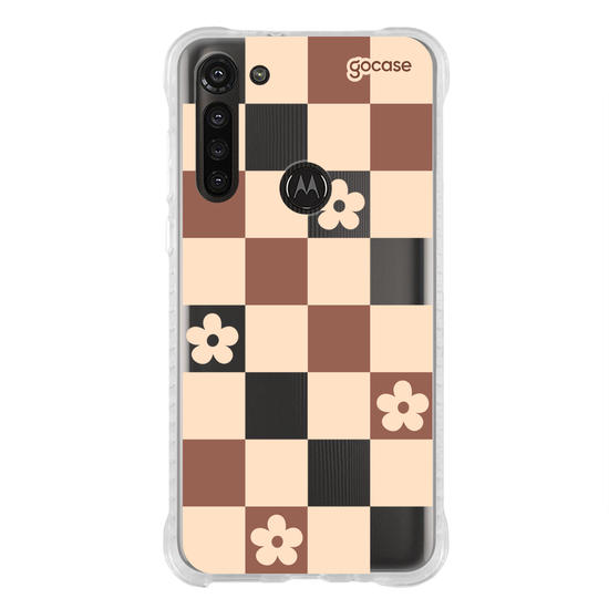 Capinha para celular  Brown Flower Tiles