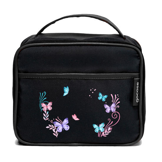  Bolsa Térmica Midi Preta - Borboletas com Aquarela