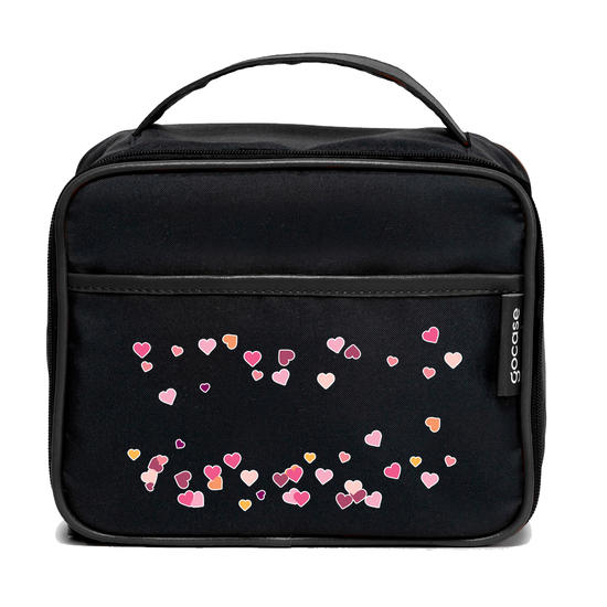  Bolsa Térmica Midi Preta - Corações Flutuantes