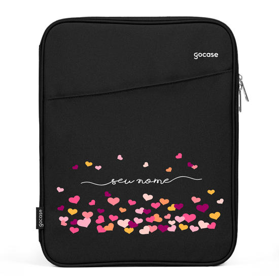 Capa Para Notebook Slim - Corações flutuantes Manuscrito