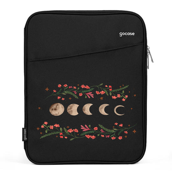 Capa Para Notebook Slim - Fases da Lua entre Flores