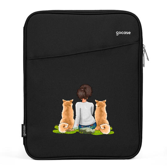 Capa Para Notebook Slim - Garota Com 2 Pets
