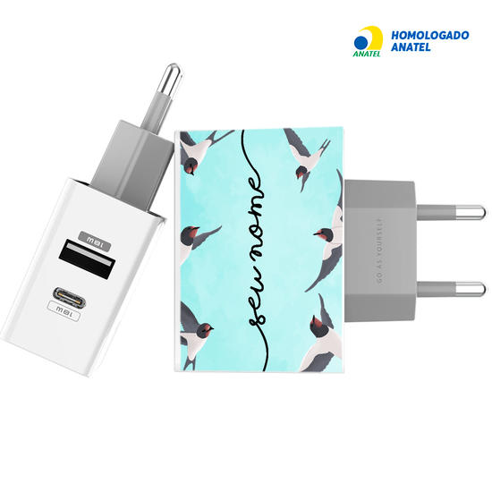 Carregador Turbo Power 18W Gocase - Iphone / Android - Andorinha Manuscrita by Bruna Vieira