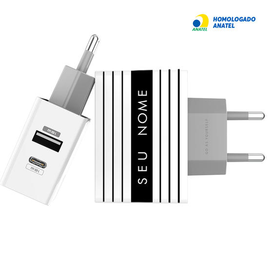 Carregador Turbo Power 18W Gocase - Iphone / Android - Classic Stripes