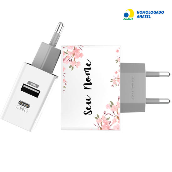 Carregador Turbo Power 18W Gocase - Iphone / Android - Classical Rose Personalizado