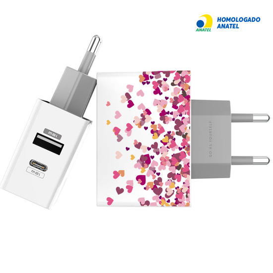 Carregador Turbo Power 18W Gocase - Iphone / Android - Corações Flutuantes