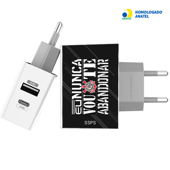 Carregador Turbo Power 18W Gocase - Iphone / Android - Corinthians - Eu Nunca Vou Te Abandonar