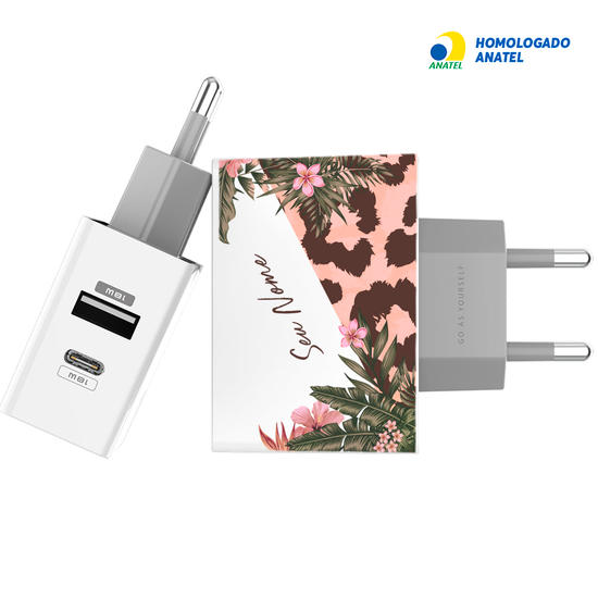 Carregador Turbo Power 18W Gocase - Iphone / Android - Fancy Tropical Manuscrita