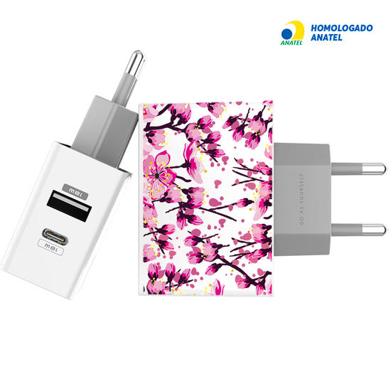 Carregador Turbo Power 18W Gocase - Iphone / Android - Flor de Cerejeira