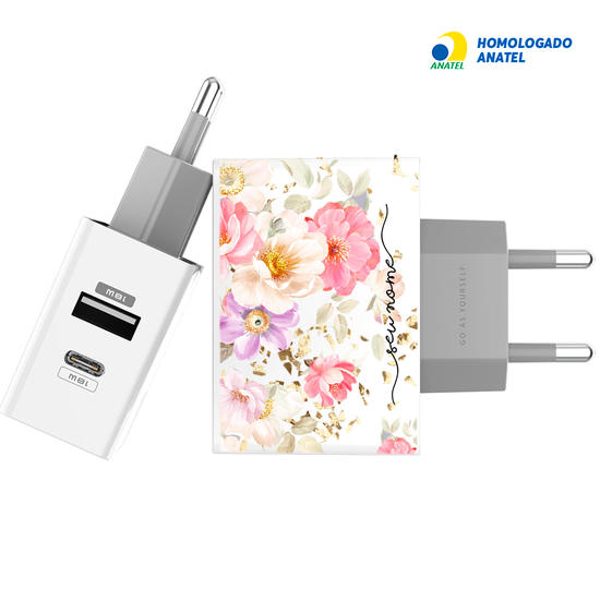 Carregador Turbo Power 18W Gocase - Iphone / Android - Flores e Pétalas