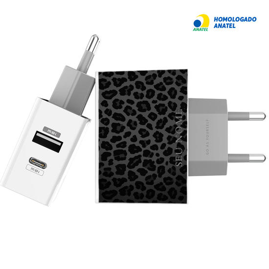 Carregador Turbo Power 18W Gocase - Iphone / Android - All Black Animal Print