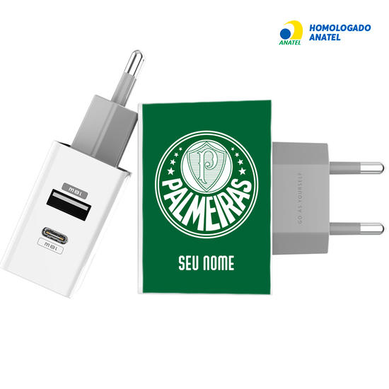 Carregador Turbo Power 18W Gocase - Iphone / Android - Palmeiras - Escudo - Personalizado