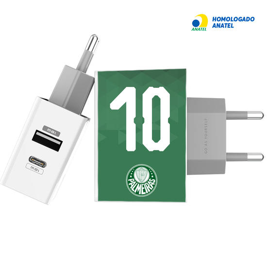 Carregador Turbo Power 18W Gocase - Iphone / Android - Palmeiras - Mosaico Verde - Personalizado