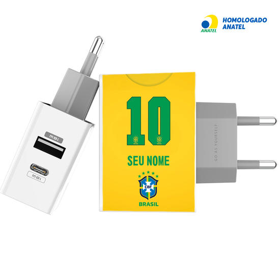 Carregador Turbo Power 18W Gocase - Iphone / Android - Seleção Brasileira - Uniforme Amarelo
