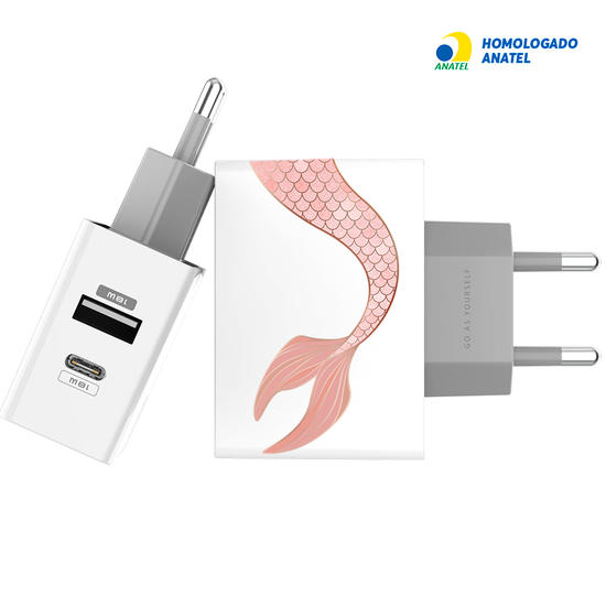 Carregador Turbo Power 18W Gocase - Iphone / Android - Sereia Rosê