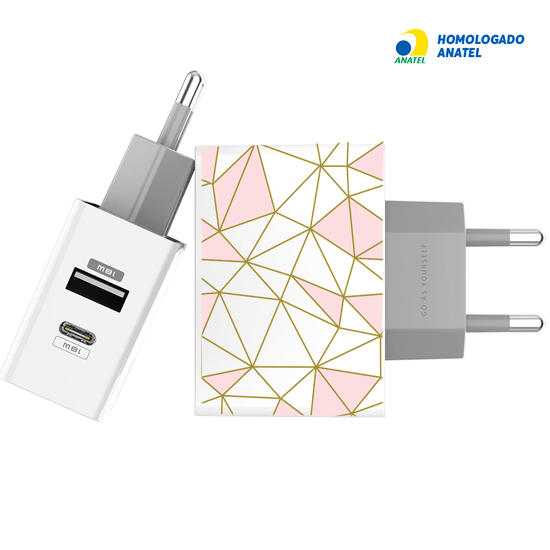 Carregador Turbo Power 18W Gocase - Iphone / Android - Traços Rosê