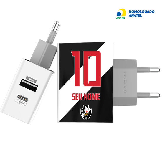 Carregador Turbo Power 18W Gocase - Iphone / Android - Vasco da Gama - Uniforme 2 Personalizado
