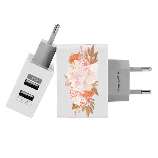 Customized Dual Usb Wall Charger for iPhone and Android - Carregador Personalizado iPhone/Android Duplo USB de Parede Gocase - Arranjo Rosé Inicial (EU plug compatible)