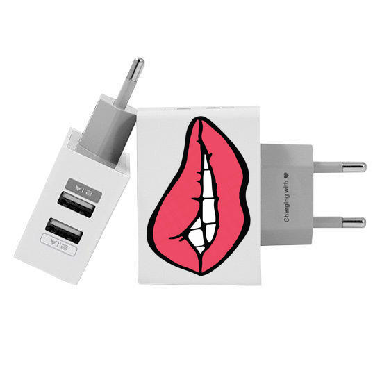 Customized Dual Usb Wall Charger for iPhone and Android - Talking Mouth (EU plug compatible)