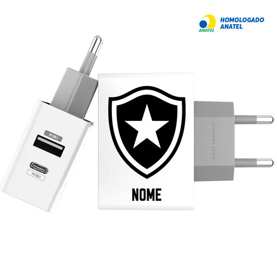 Carregador Turbo Power 18W Gocase - Iphone / Android - Botafogo - Escudo Personalizado