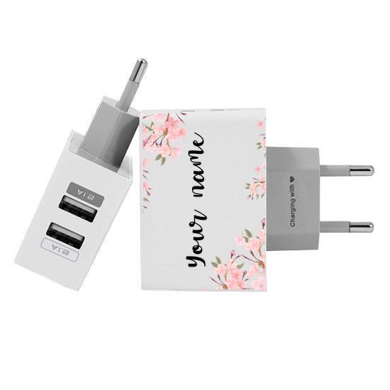 Customized Dual Usb Wall Charger for iPhone and Android - Classical Rosé (EU plug compatible)