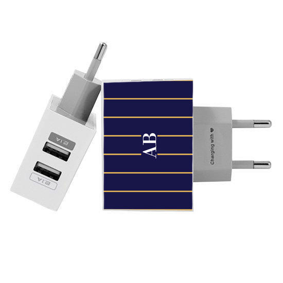 Customized Dual Usb Wall Charger for iPhone and Android - Elegance Stripes (EU plug compatible)